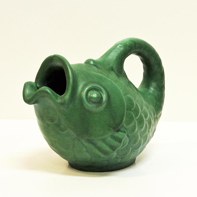Green Vintage Ceramic Fish Pot by Michael Andersen 1970s, Denmark 1