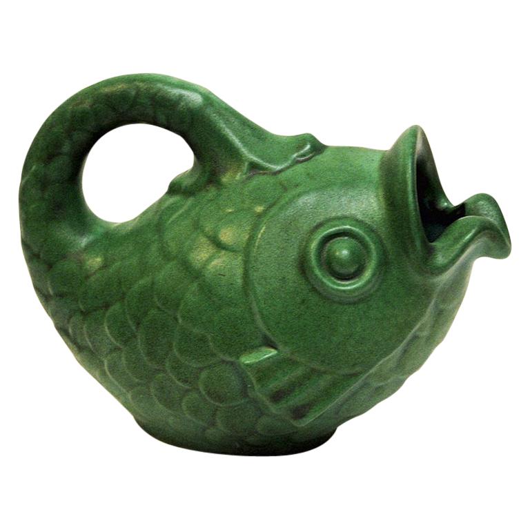 Green Vintage Ceramic Fish Pot by Michael Andersen 1970s, Denmark at 1stDibs