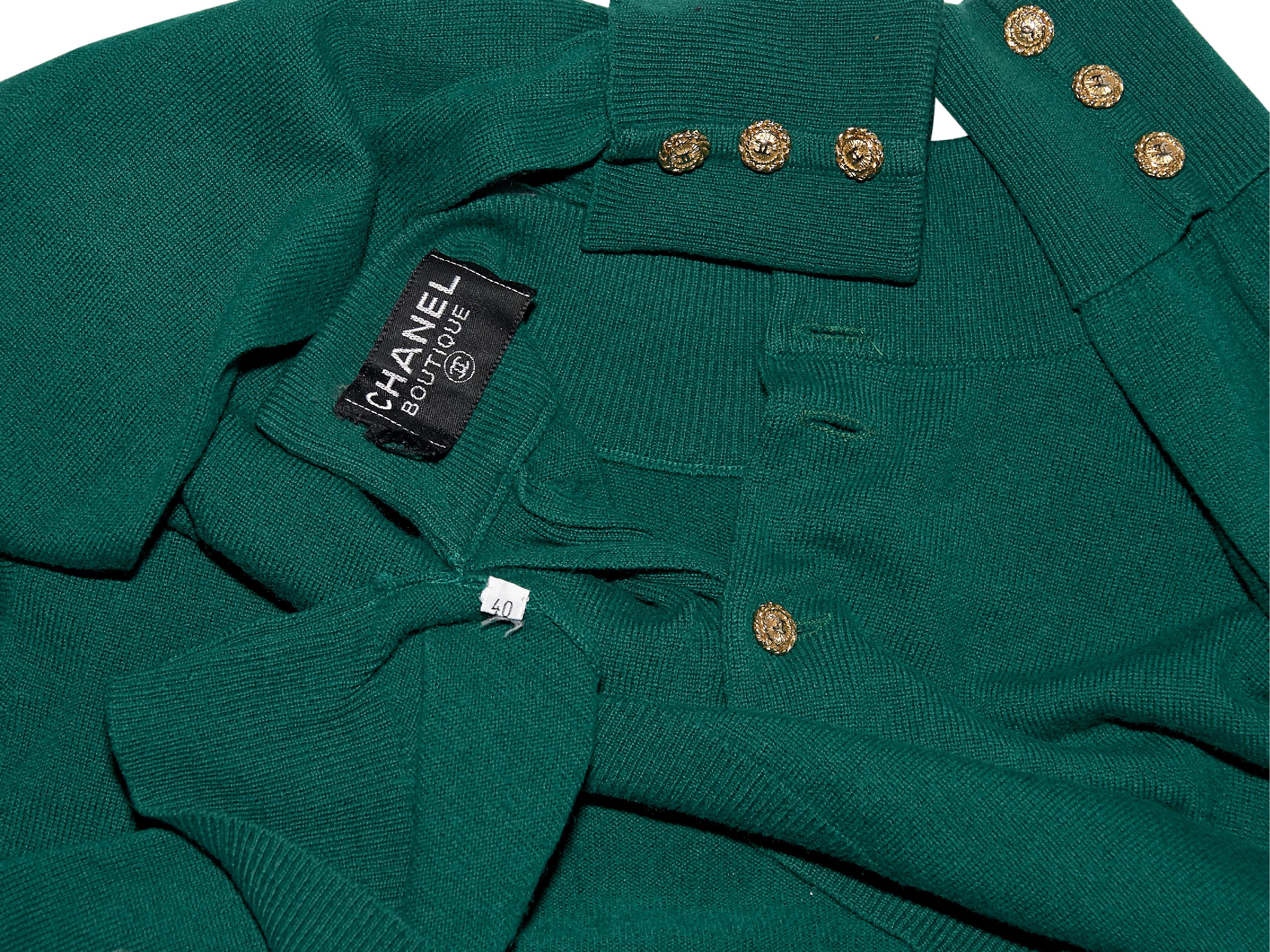 Green Vintage Chanel Cashmere Sweater In Good Condition In New York, NY