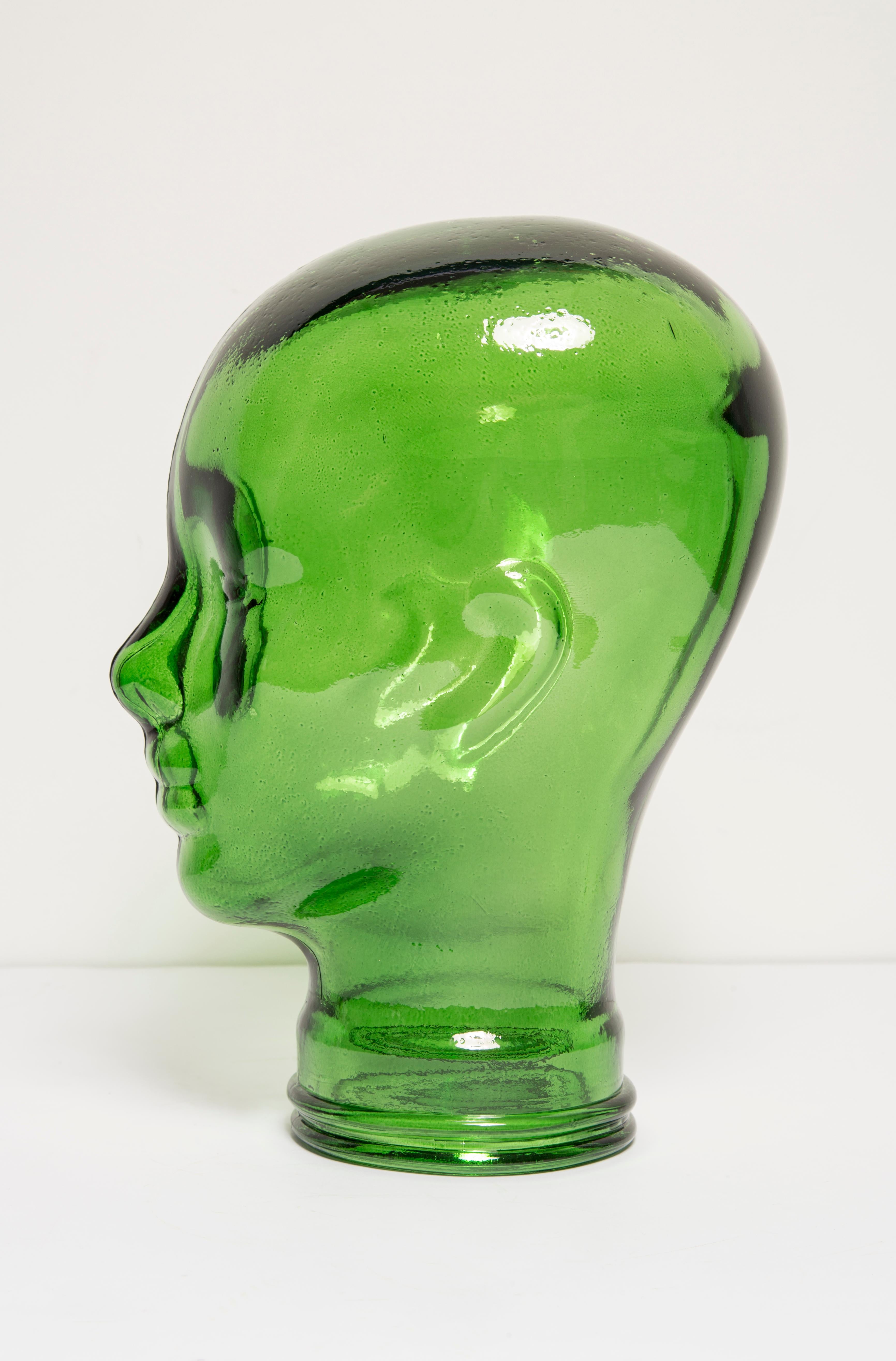 Green Vintage Decorative Mannequin Glass Head Sculpture, 1970s, Germany 3