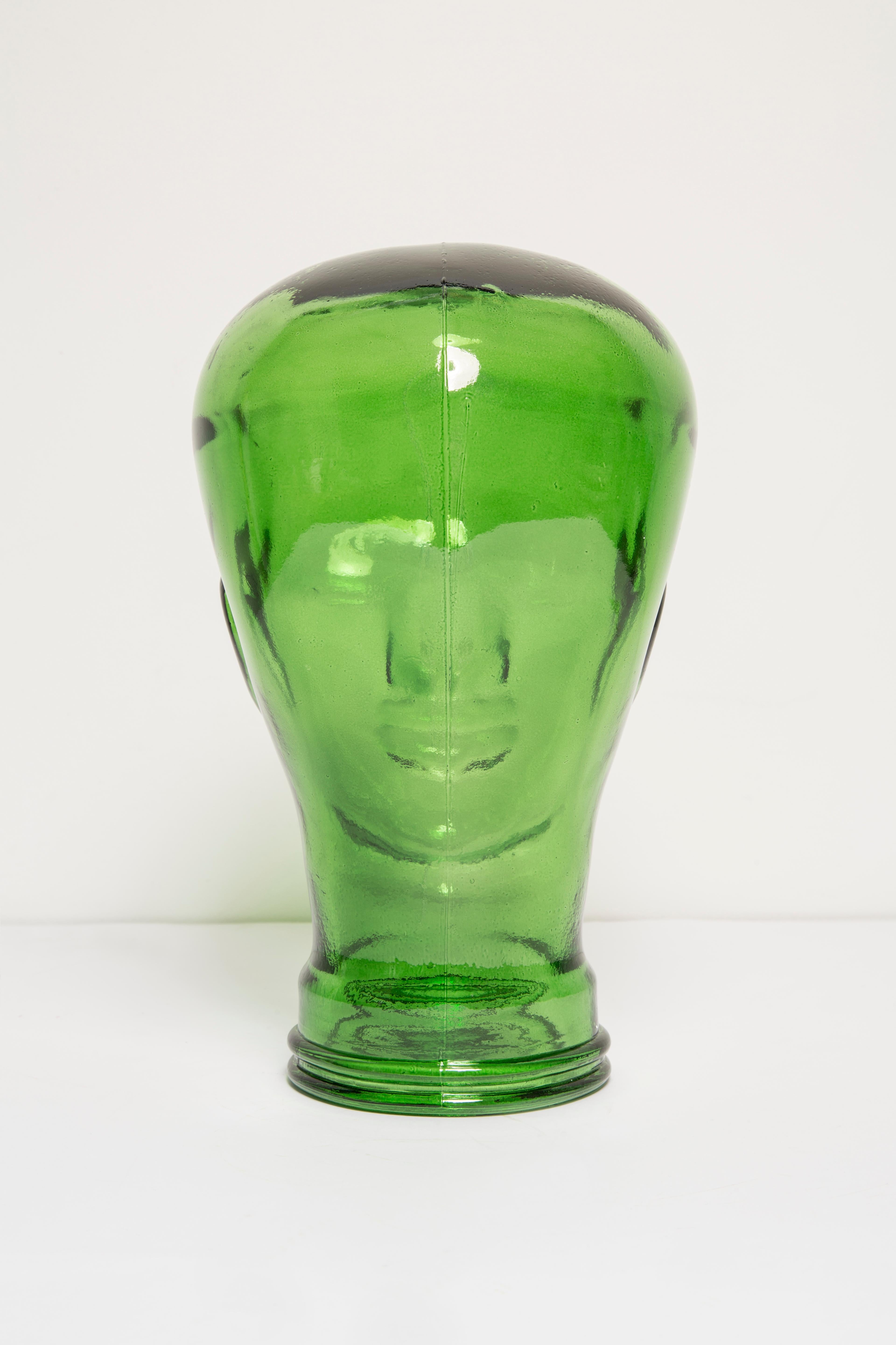 20th Century Green Vintage Decorative Mannequin Glass Head Sculpture, 1970s, Germany