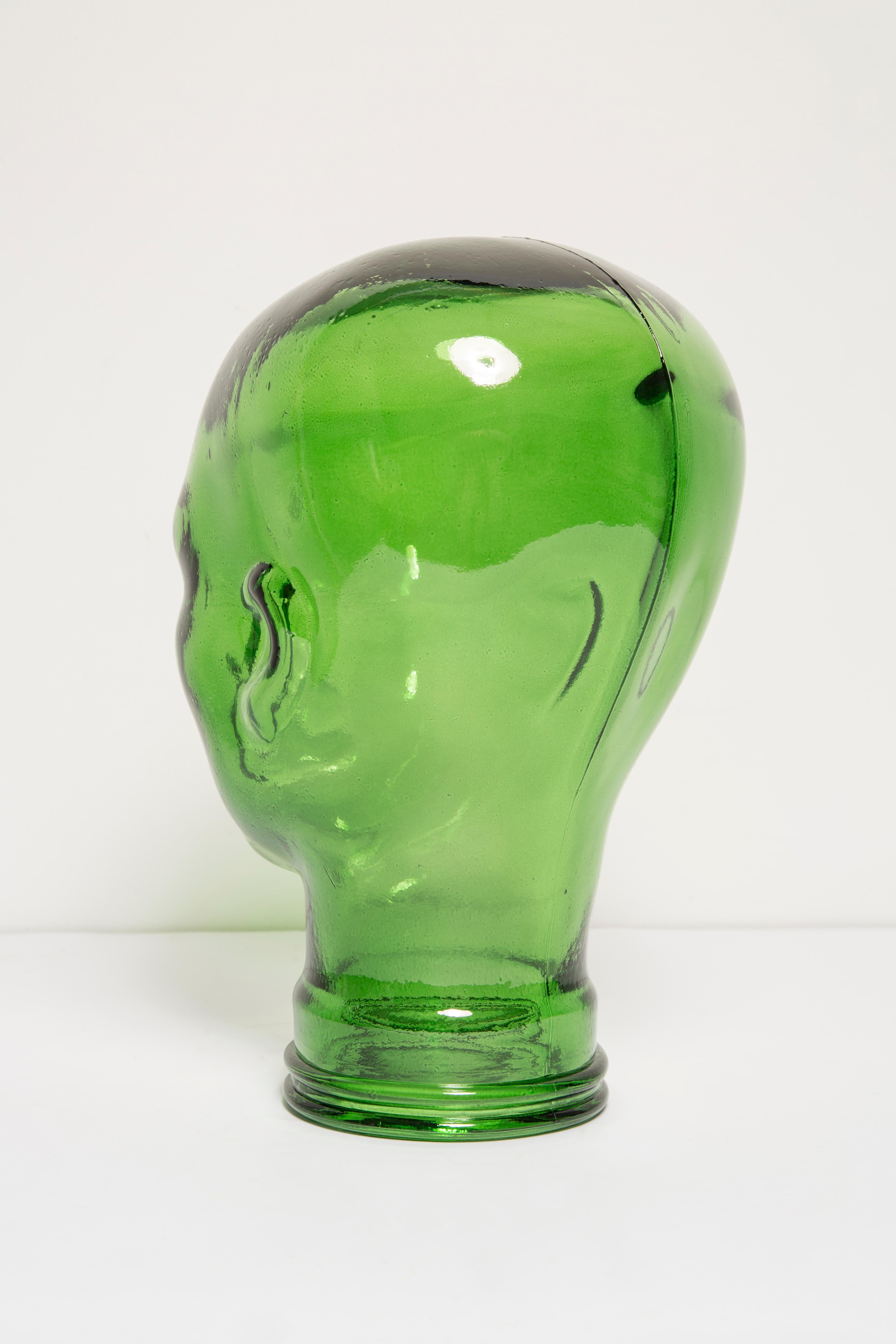 Green Vintage Decorative Mannequin Glass Head Sculpture, 1970s, Germany 1