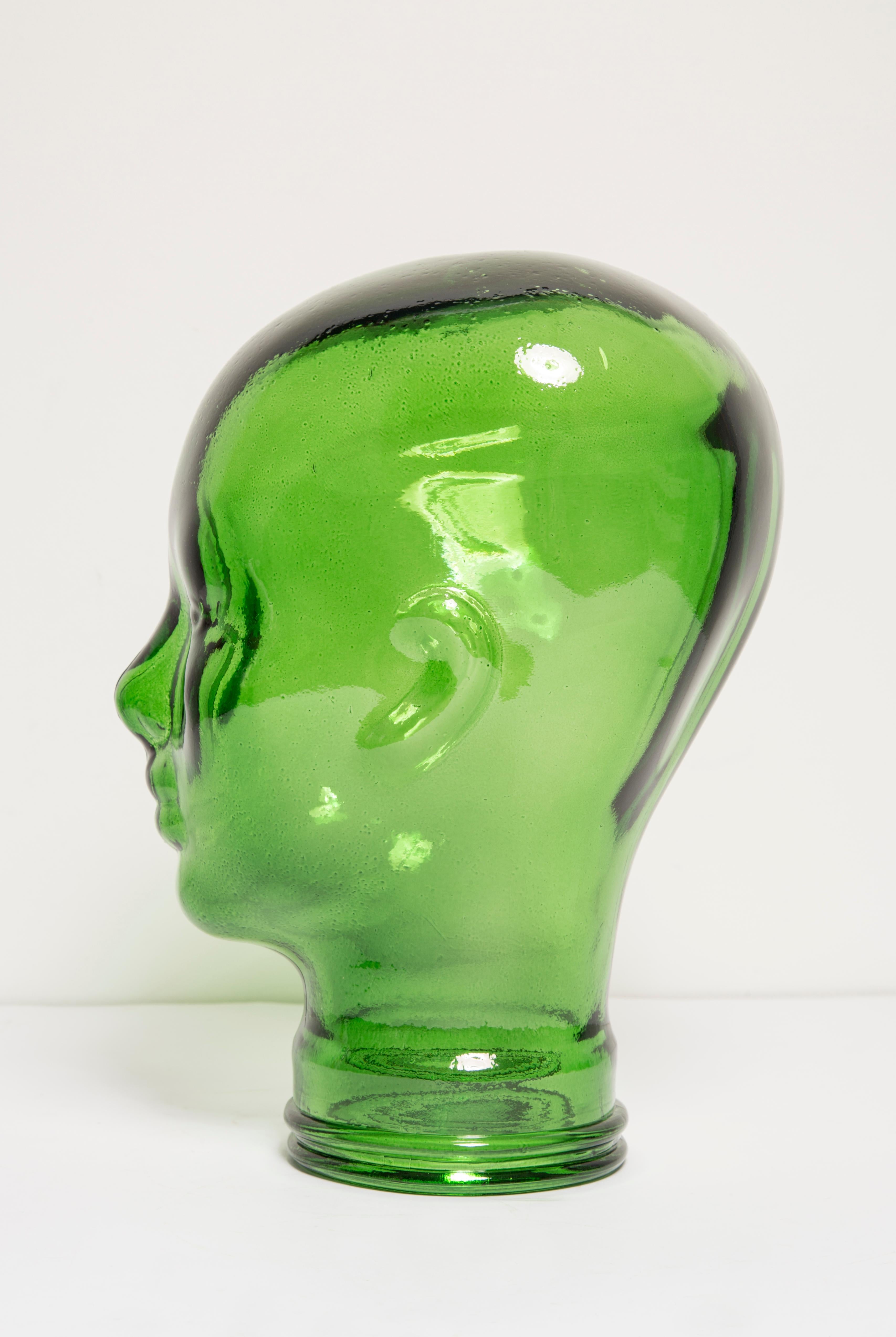 Green Vintage Decorative Mannequin Glass Head Sculpture, 1970s, Germany 2