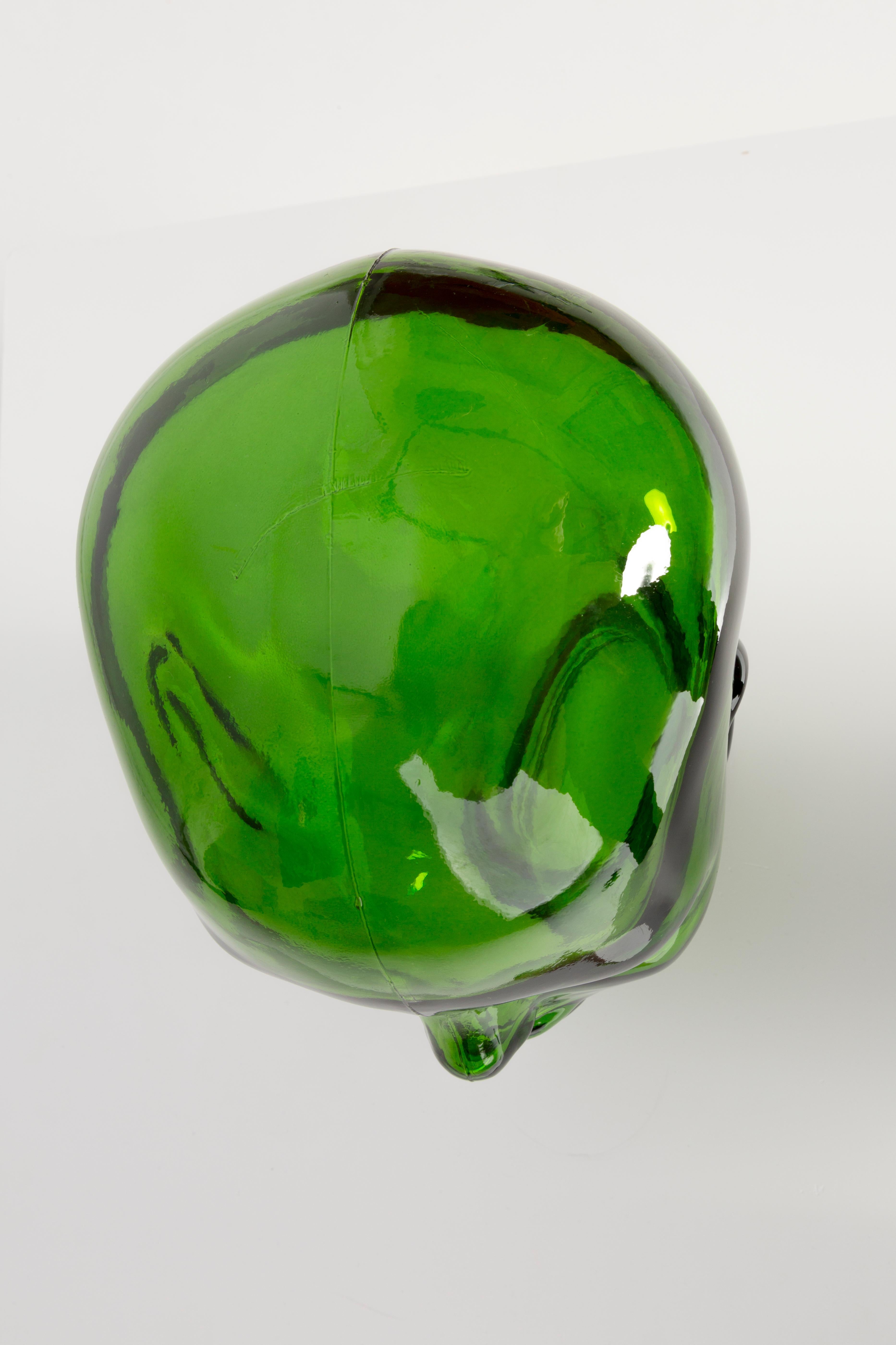 Green Vintage Decorative Mannequin Glass Head Sculpture, 1970s, Germany In Good Condition In 05-080 Hornowek, PL