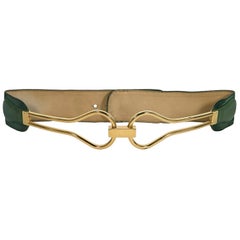 Vintage Gucci Green Suede With Gold Buckle Belt