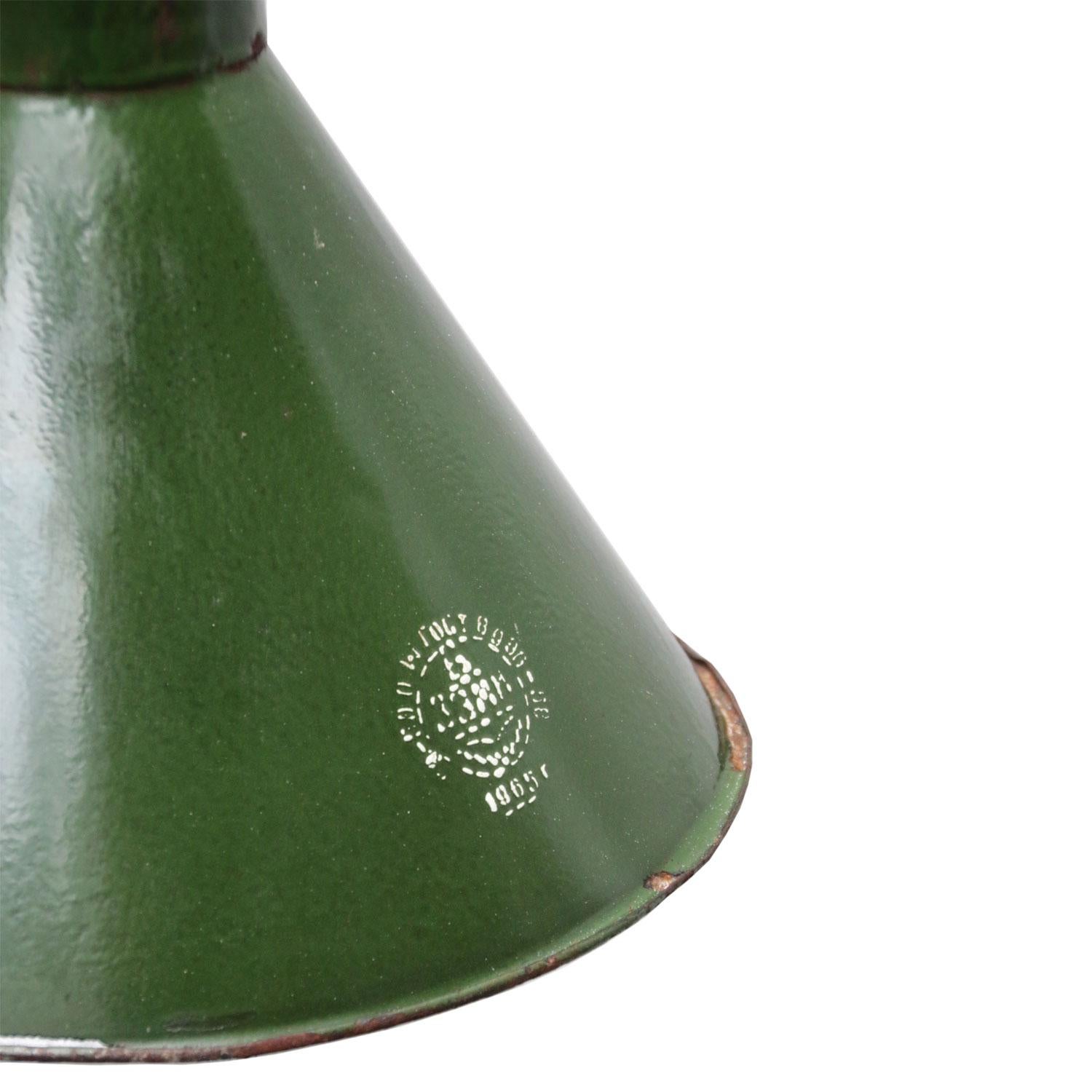 Ukrainian Green Vintage Industrial Enamel Pendant Lights