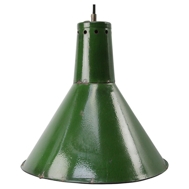 Green Vintage Industrial Enamel Pendant Lights For Sale at 1stDibs