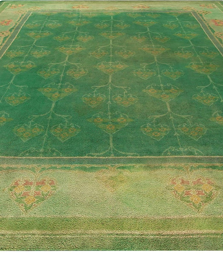 Green Vintage Irish Donegal Rug For Sale at 1stdibs