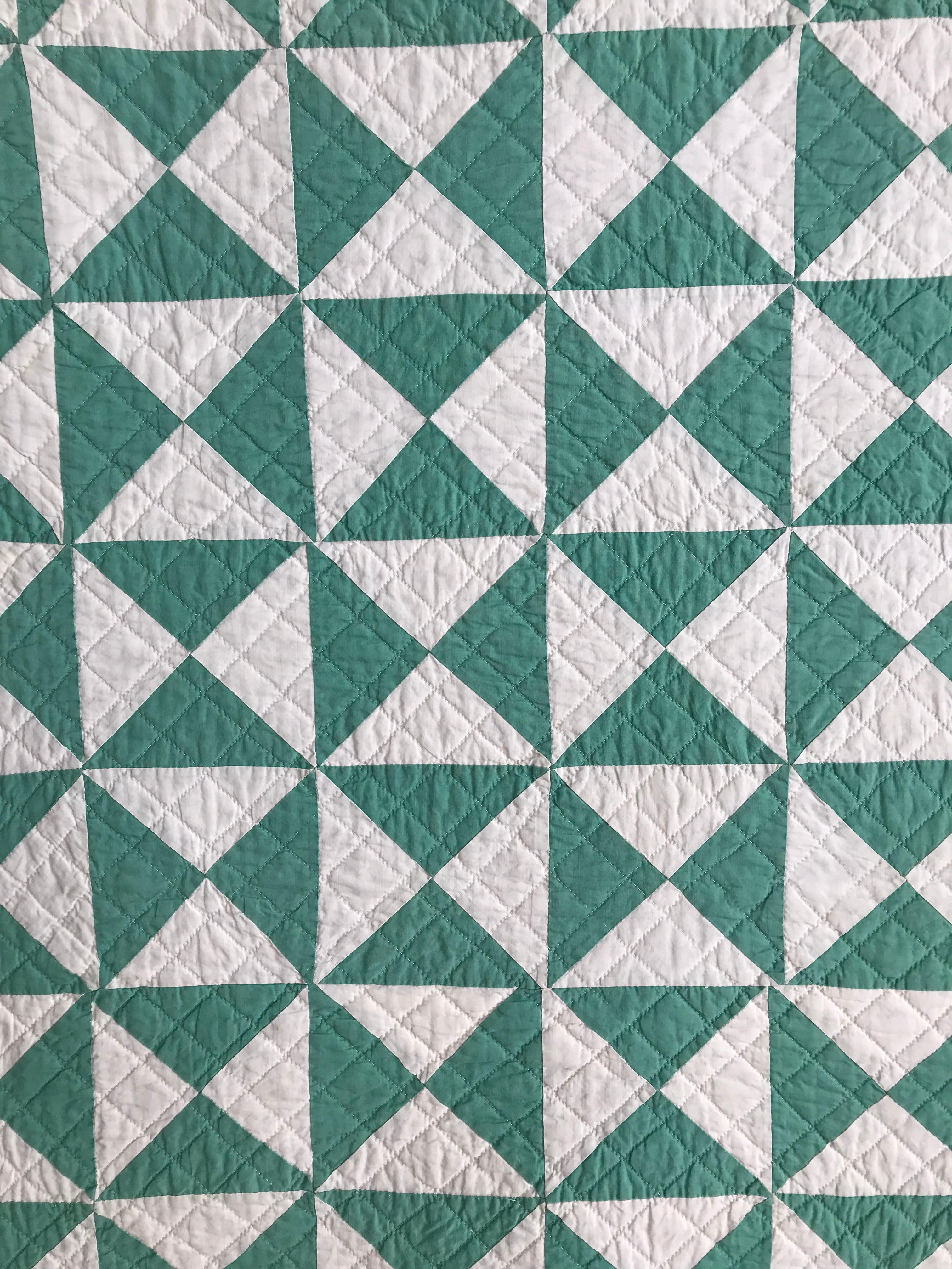 Quilted Green Vintage Patchwork Quilt