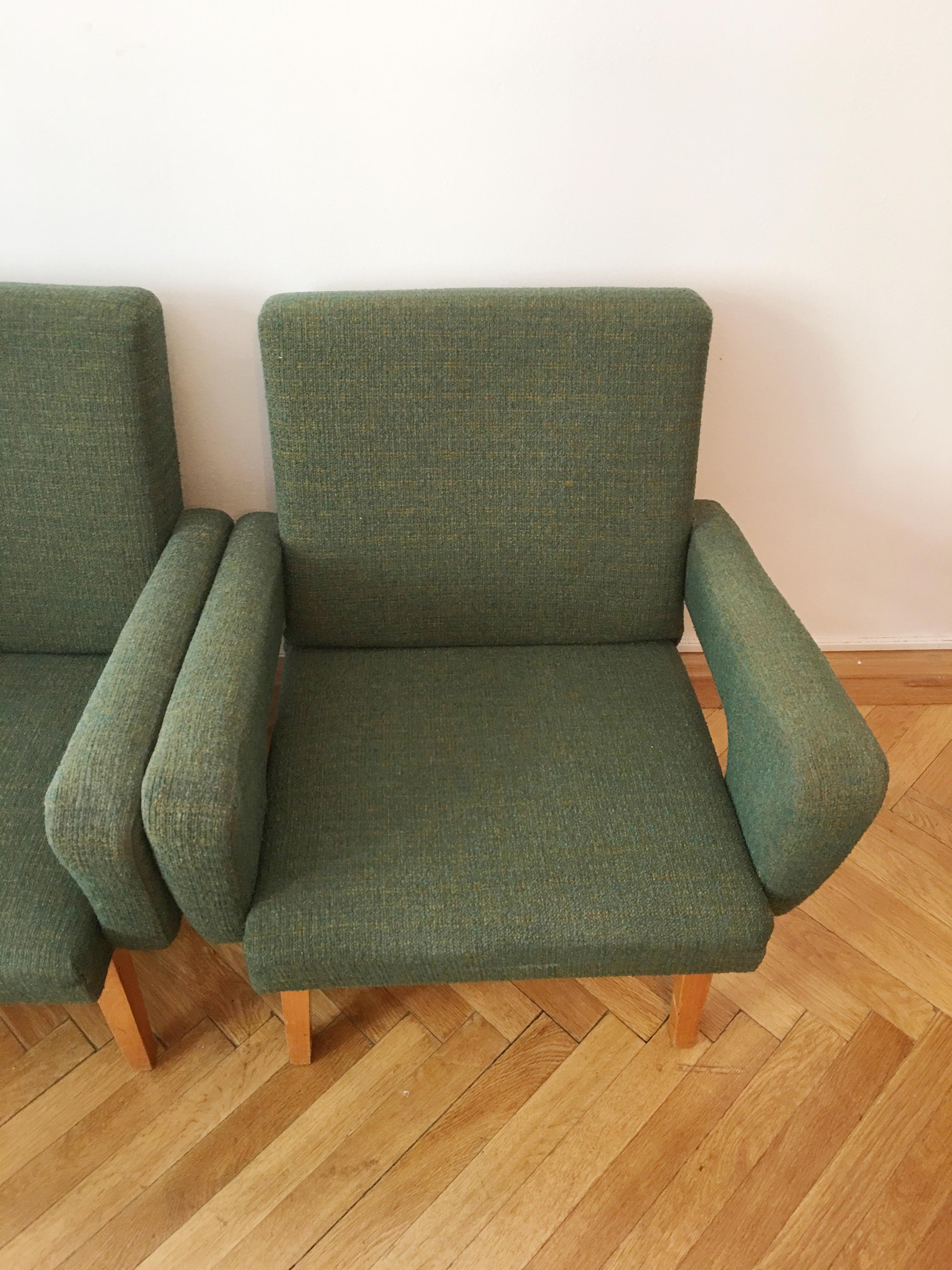 Green Vintage Rocket Armchairs by Jitona, 1960s, Pair In Good Condition For Sale In Prague, CZ