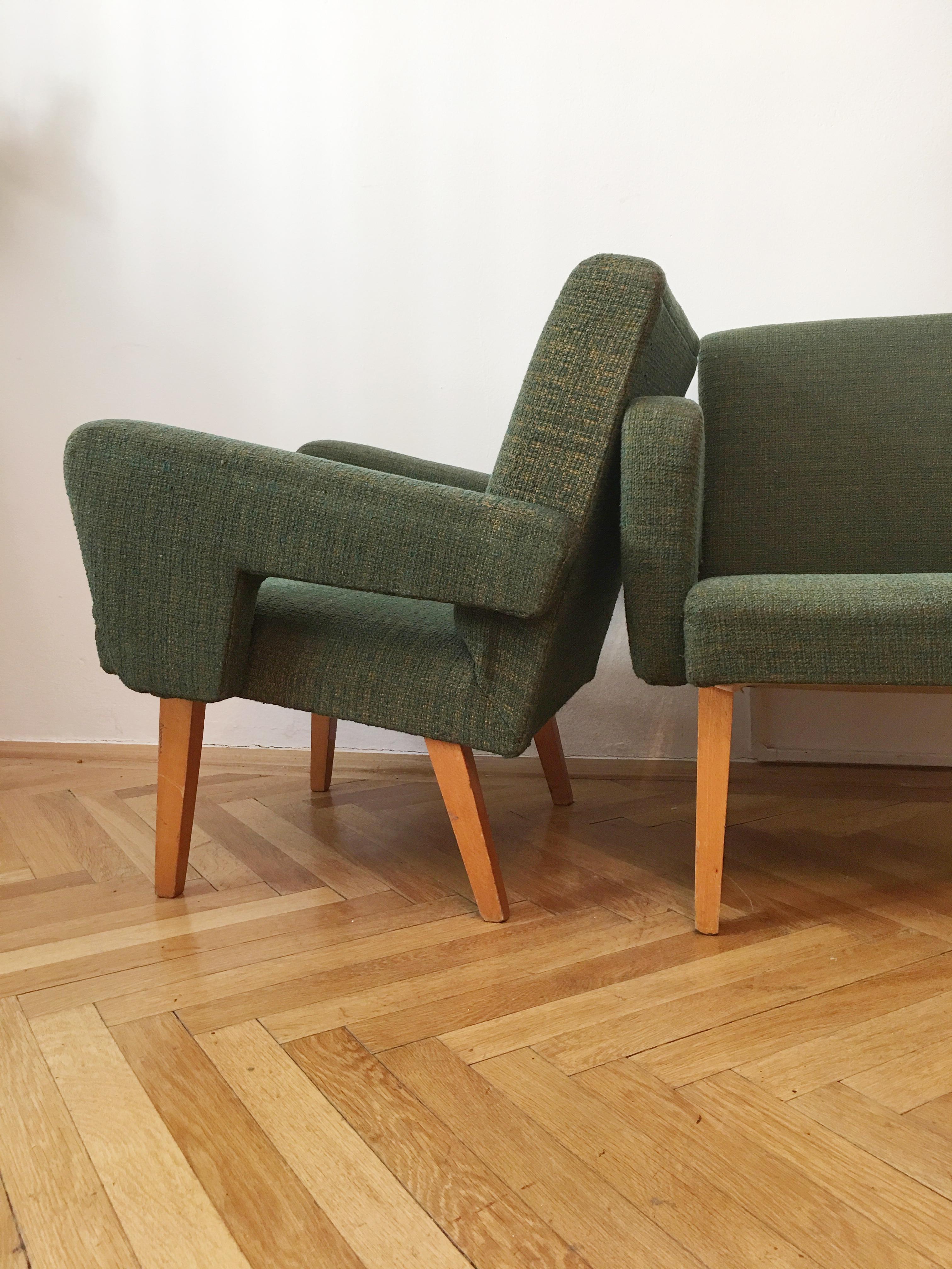 Mid-20th Century Green Vintage Rocket Armchairs by Jitona, 1960s, Pair For Sale