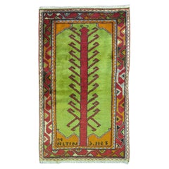 Green Vintage Turkish Anatolian Prayer Rug