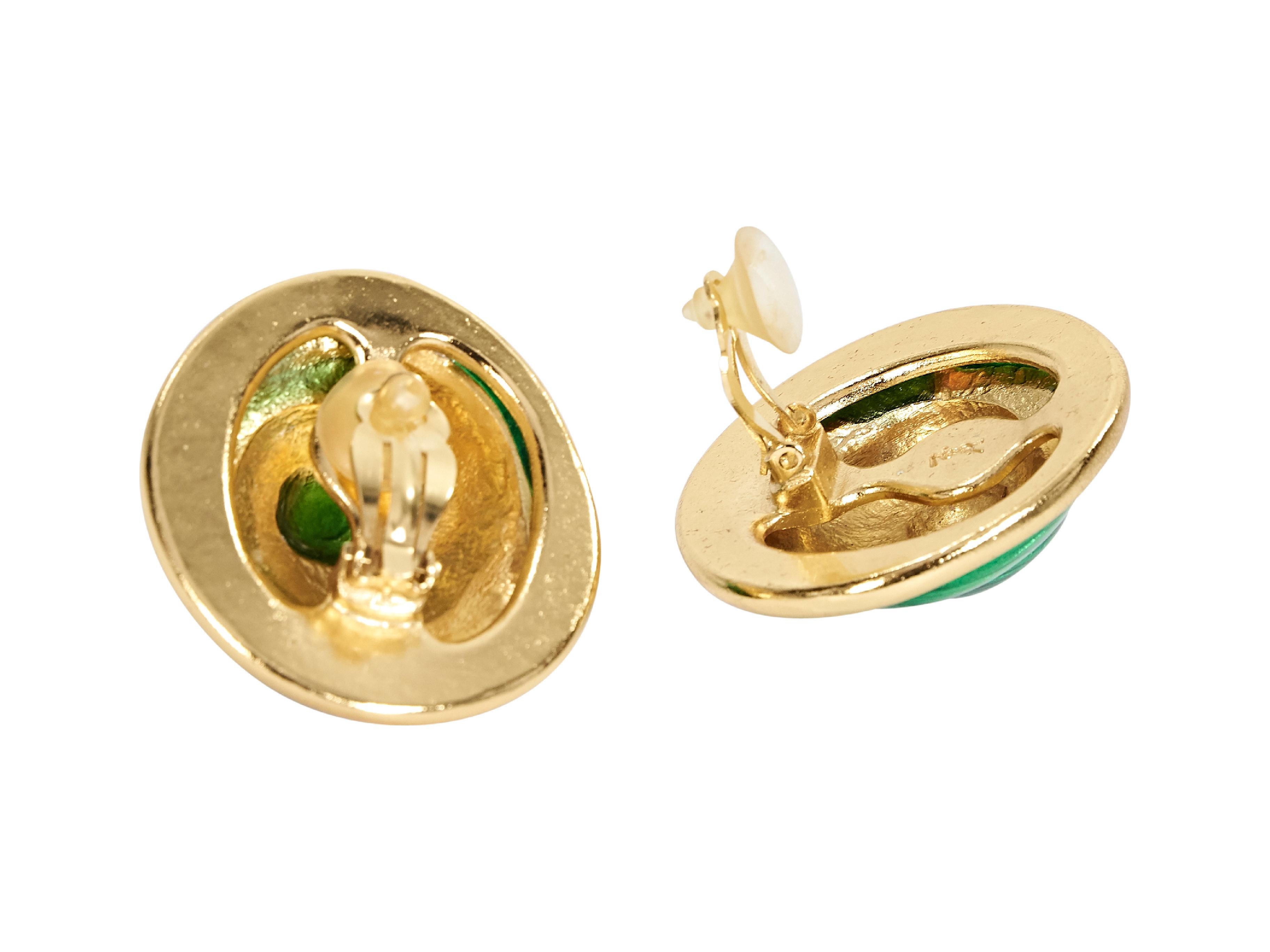 Green Vintage Yves Saint Laurent Rive Gauche Earrings In Good Condition In New York, NY