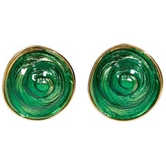 Green Vintage Yves Saint Laurent Rive Gauche Earrings