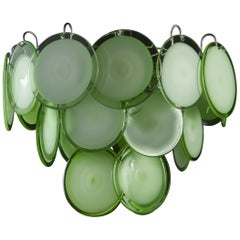 Green Disc Murano Chandelier, 1970s