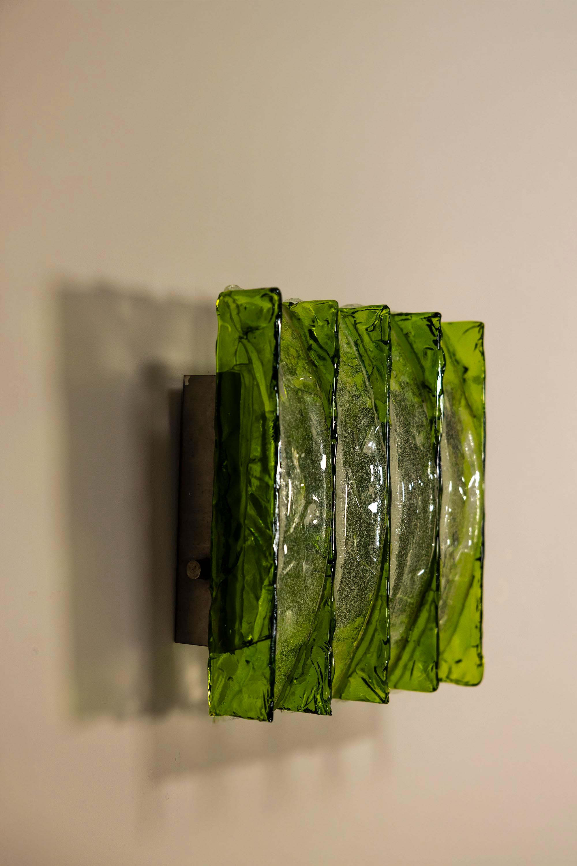 Mid-Century moderno Green Wall Applique by Maestri Vetrai, Italy 1960s in vendita