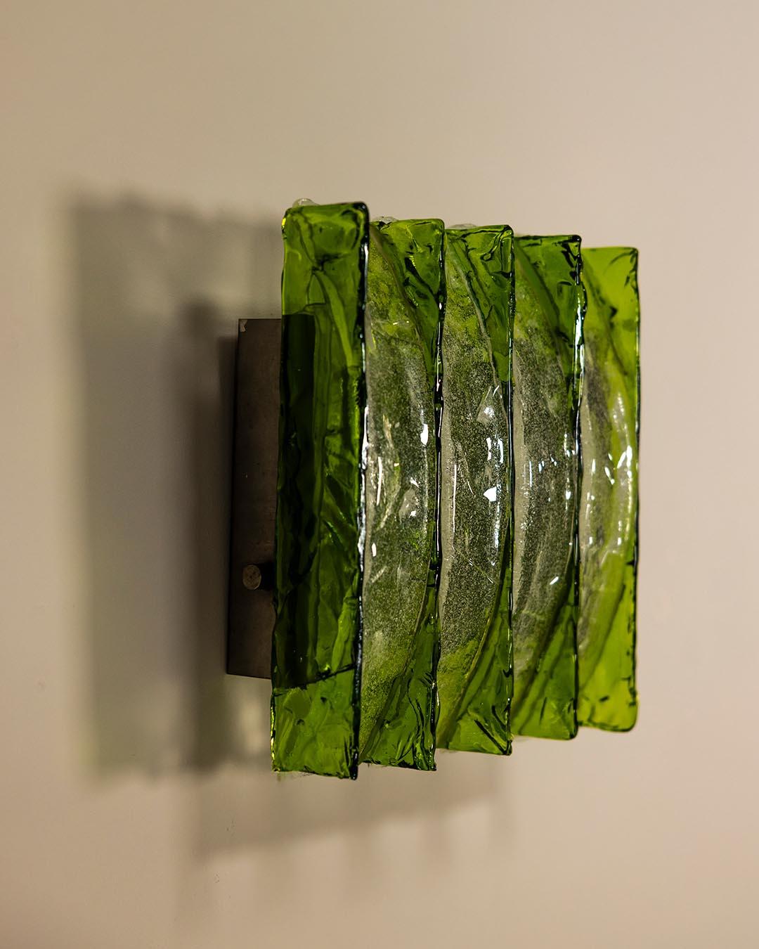 Italiano Green Wall Applique by Maestri Vetrai, Italy 1960s in vendita
