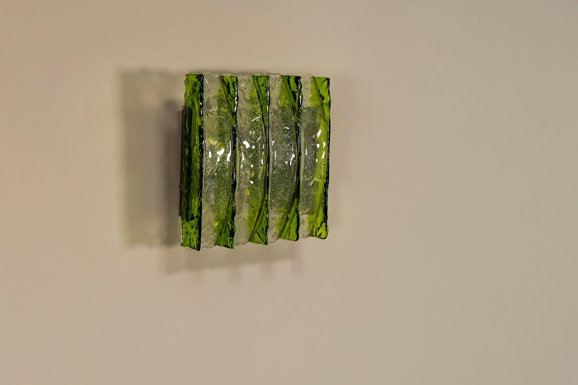 Green Wall Applique by Maestri Vetrai, Italy 1960s In condizioni buone in vendita a Hellouw, NL