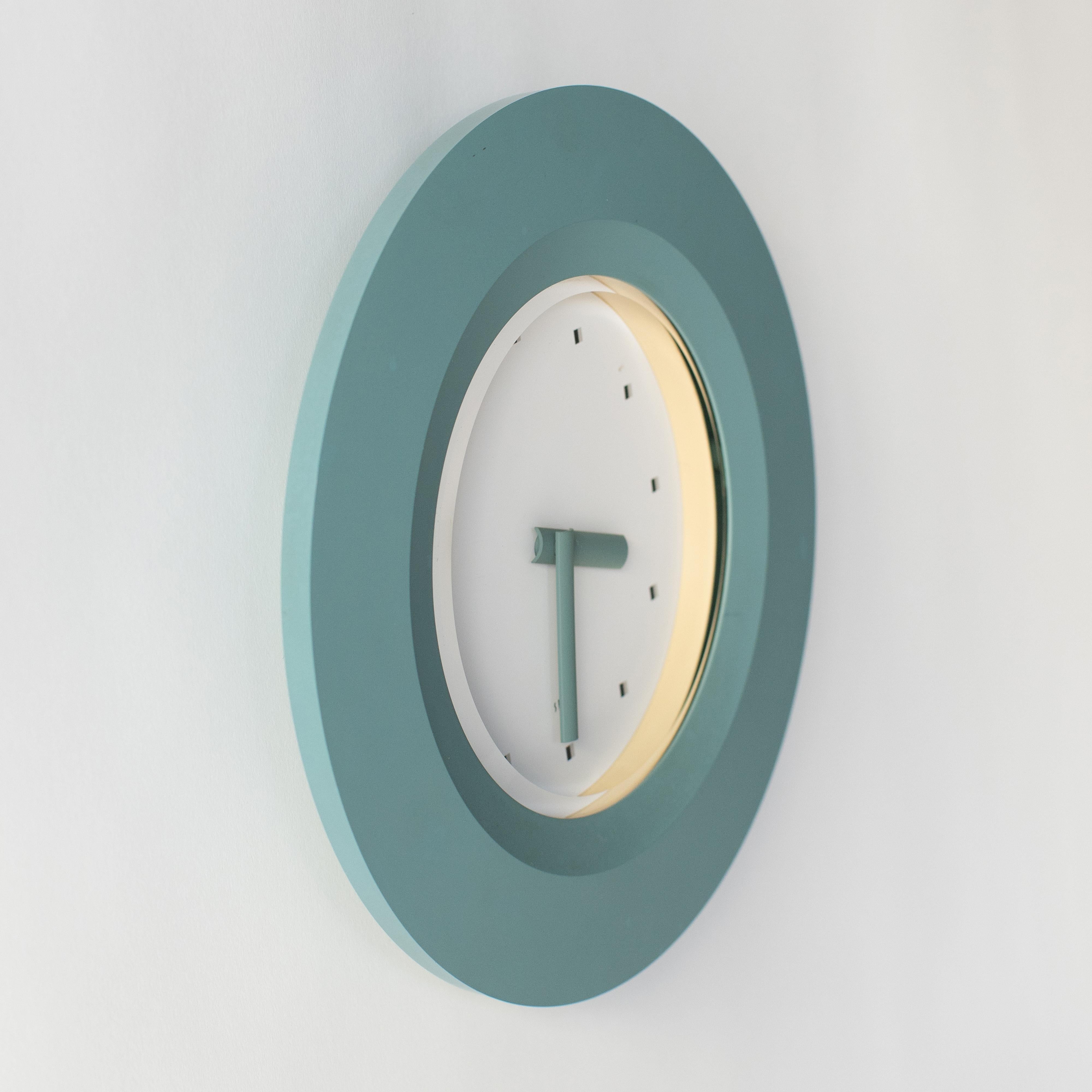 Post-Modern Green Wall Clock Takashi Kato Postmodern, 1980s Japanese Design For Sale