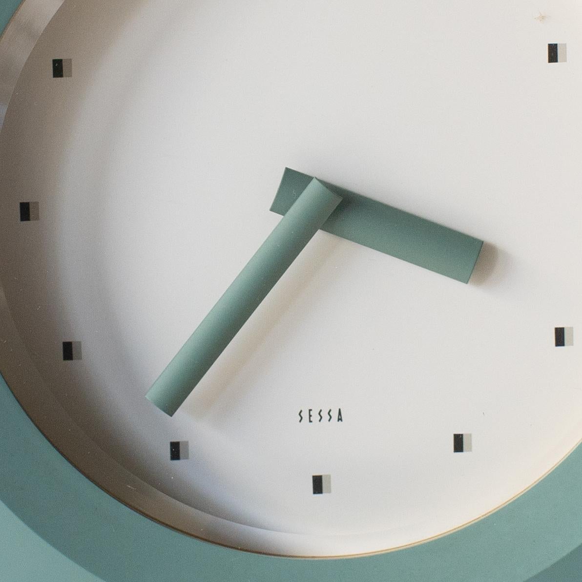Late 20th Century Green Wall Clock Takashi Kato Postmodern, 1980s Japanese Design For Sale