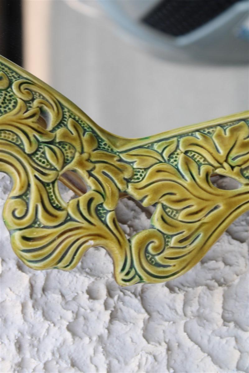 Miroir mural vert en céramique baroque Pop Art 1950 Made in Italy en vente 4