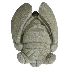 Green Wash Scarab or Cicada Beetle Cement Garden Sculpture