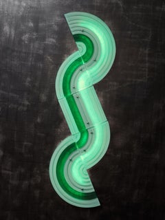 Green Wavy Murano Glass Wall Sconces