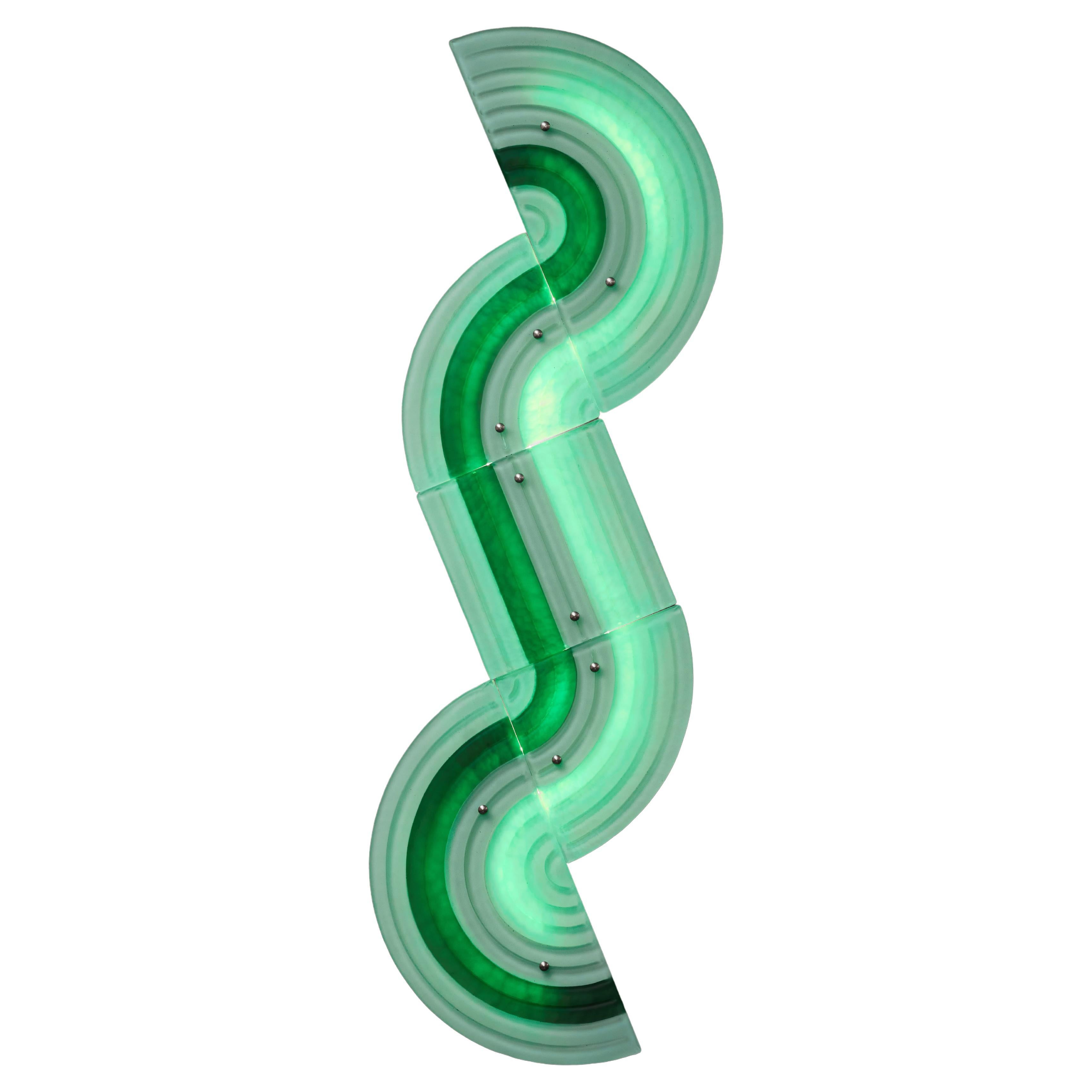 Green Wavy Murano Glass Wall Sconces For Sale