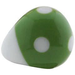 Green White Polka Dots Dome Ring