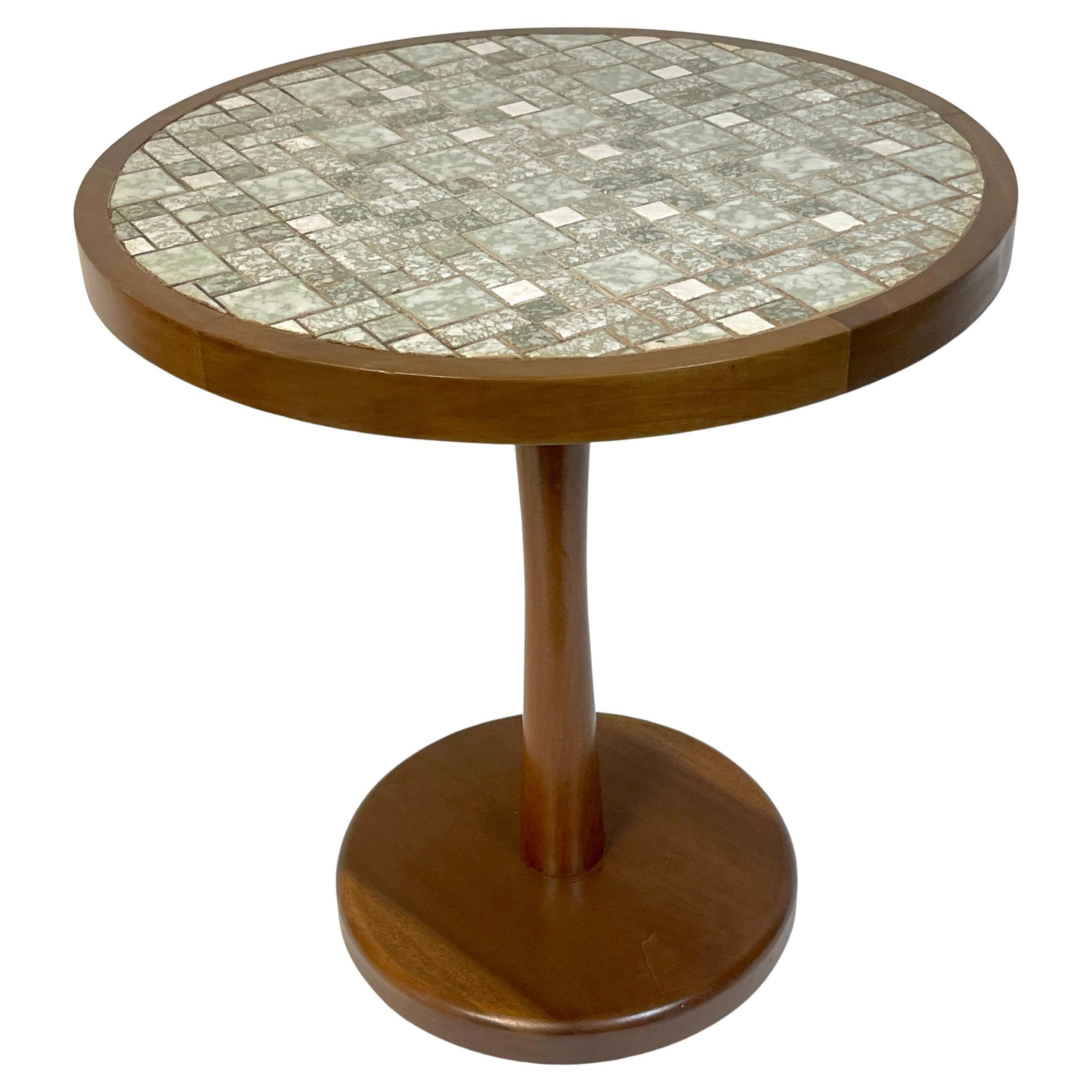 Green & White Tile Mosaic Drinks Table, Style of Gordon & Jane Martz For Sale