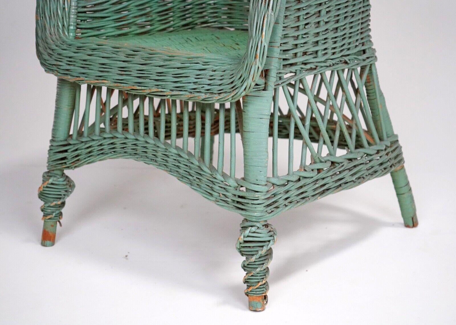 Green Wicker Chair For Sale at 1stDibs