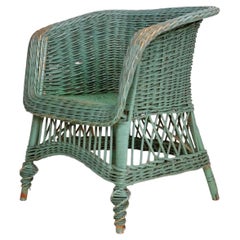 Vintage Green Wicker Chair