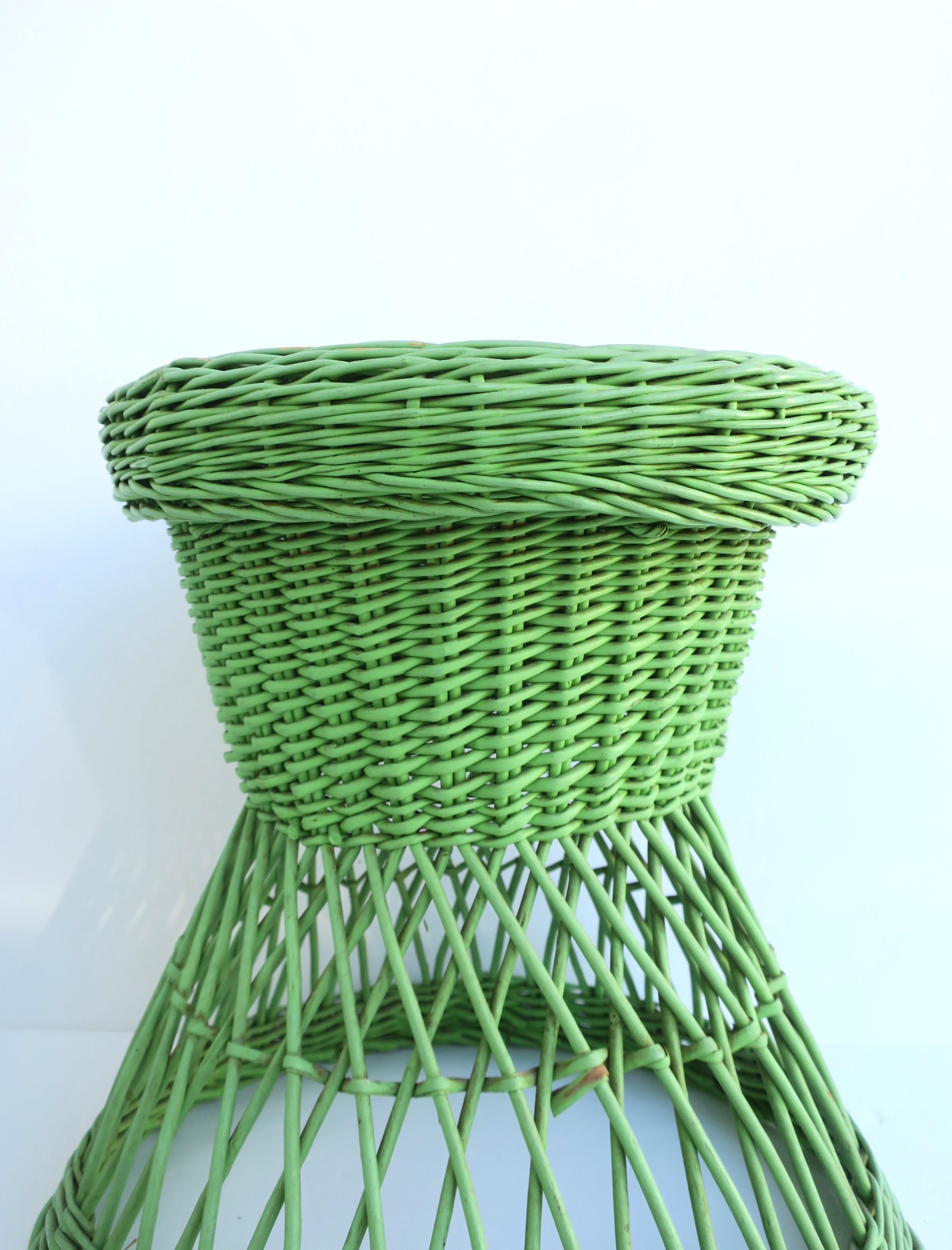 Green Wicker Stool or Drinks Table  For Sale 5