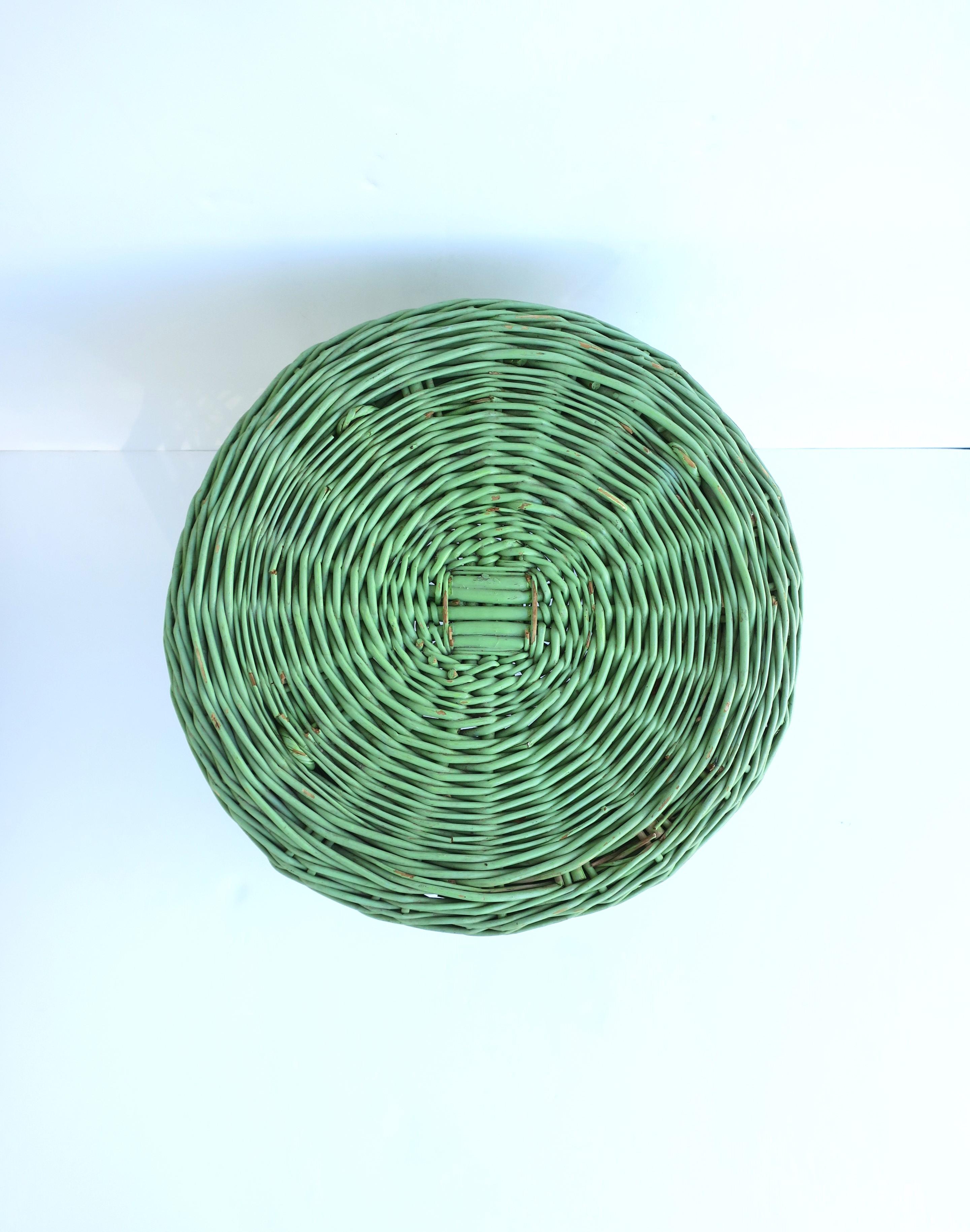 Green Wicker Stool or Drinks Table  For Sale 7
