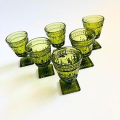 Green Wine Goblets by Indiana Glass Colony Park Lane - Set of 6
