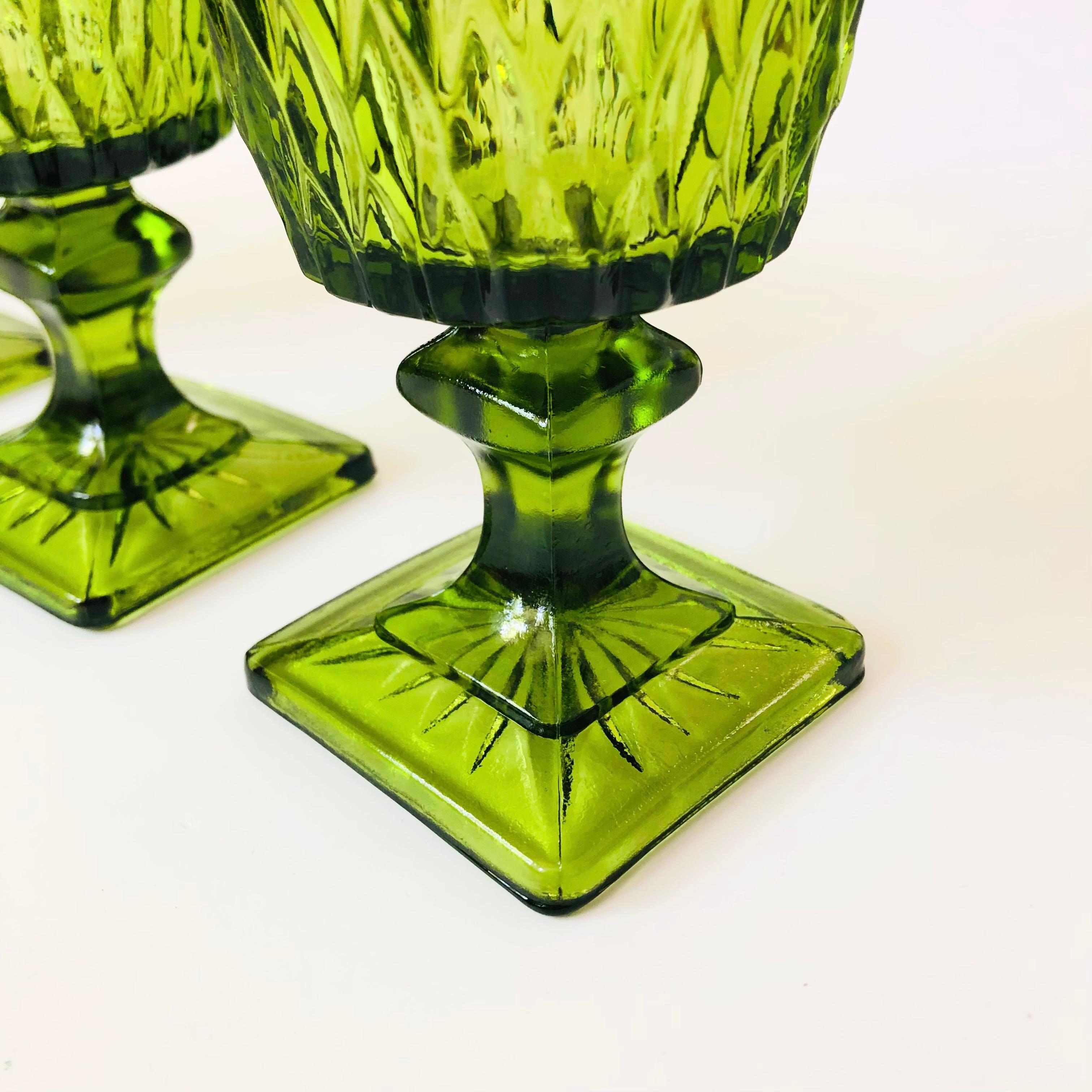 20th Century Green Wine Goblets by Indiana Glass - Set of 4