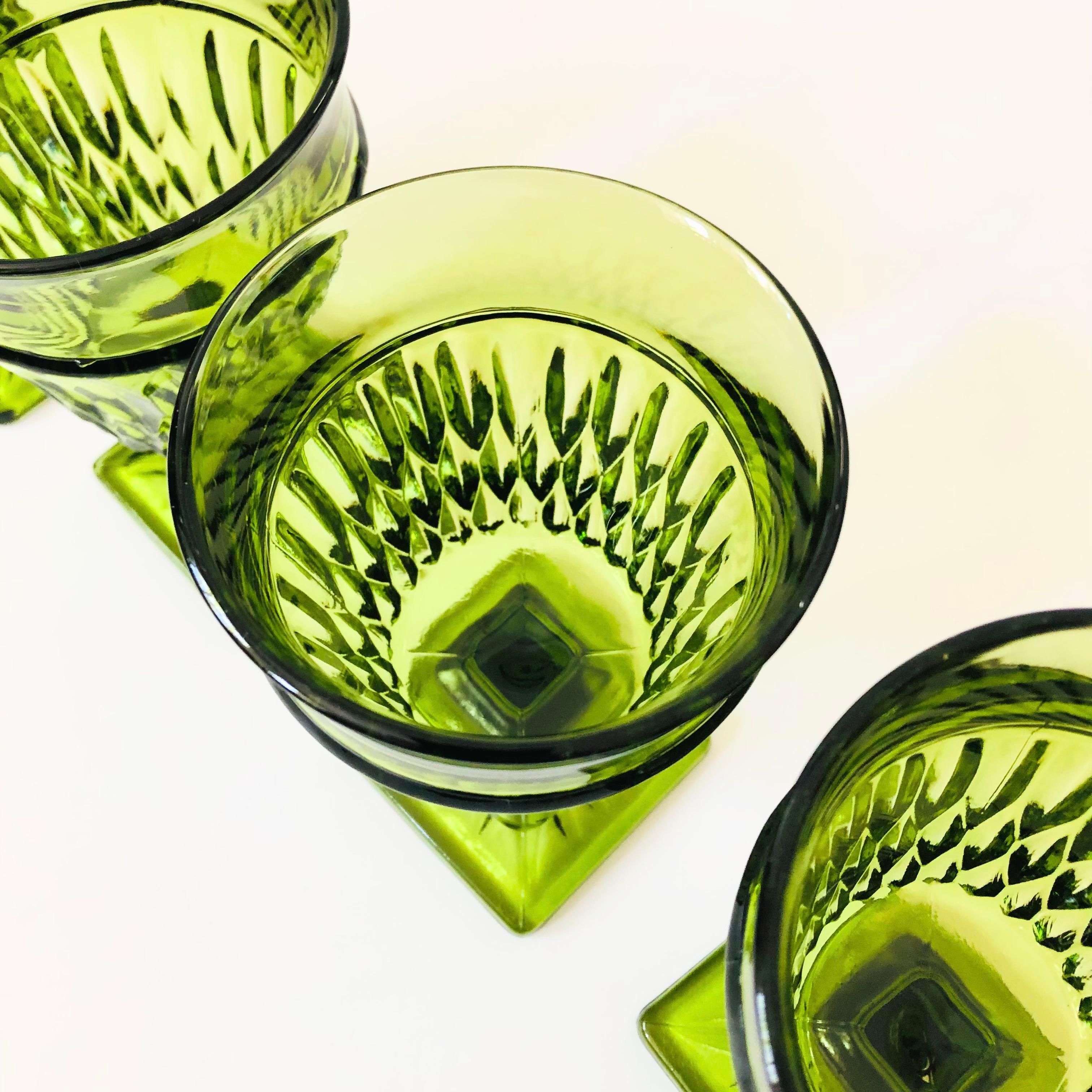 Green Wine Goblets by Indiana Glass - Set of 4 1