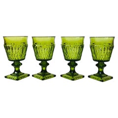 Vintage Green Wine Goblets by Indiana Glass - Set of 4