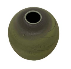 Contemporary Green and Grey Ceramic Vase, USA Made