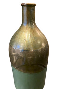 Contemporary Chinese Ceramic Vase, Iridescent Color Block Design, 6" Diameter