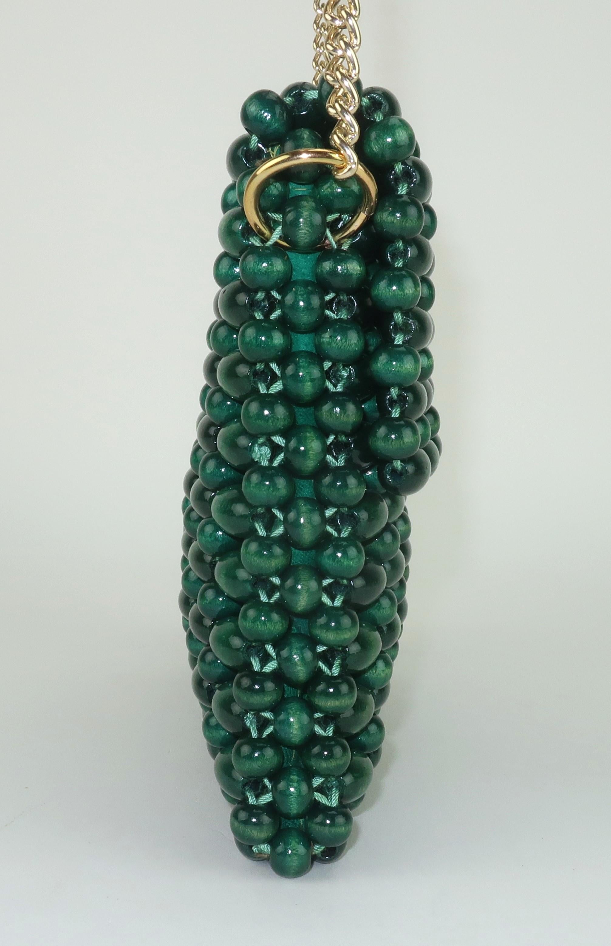 Green Wooden Bead Handbag, 1960's For Sale 5