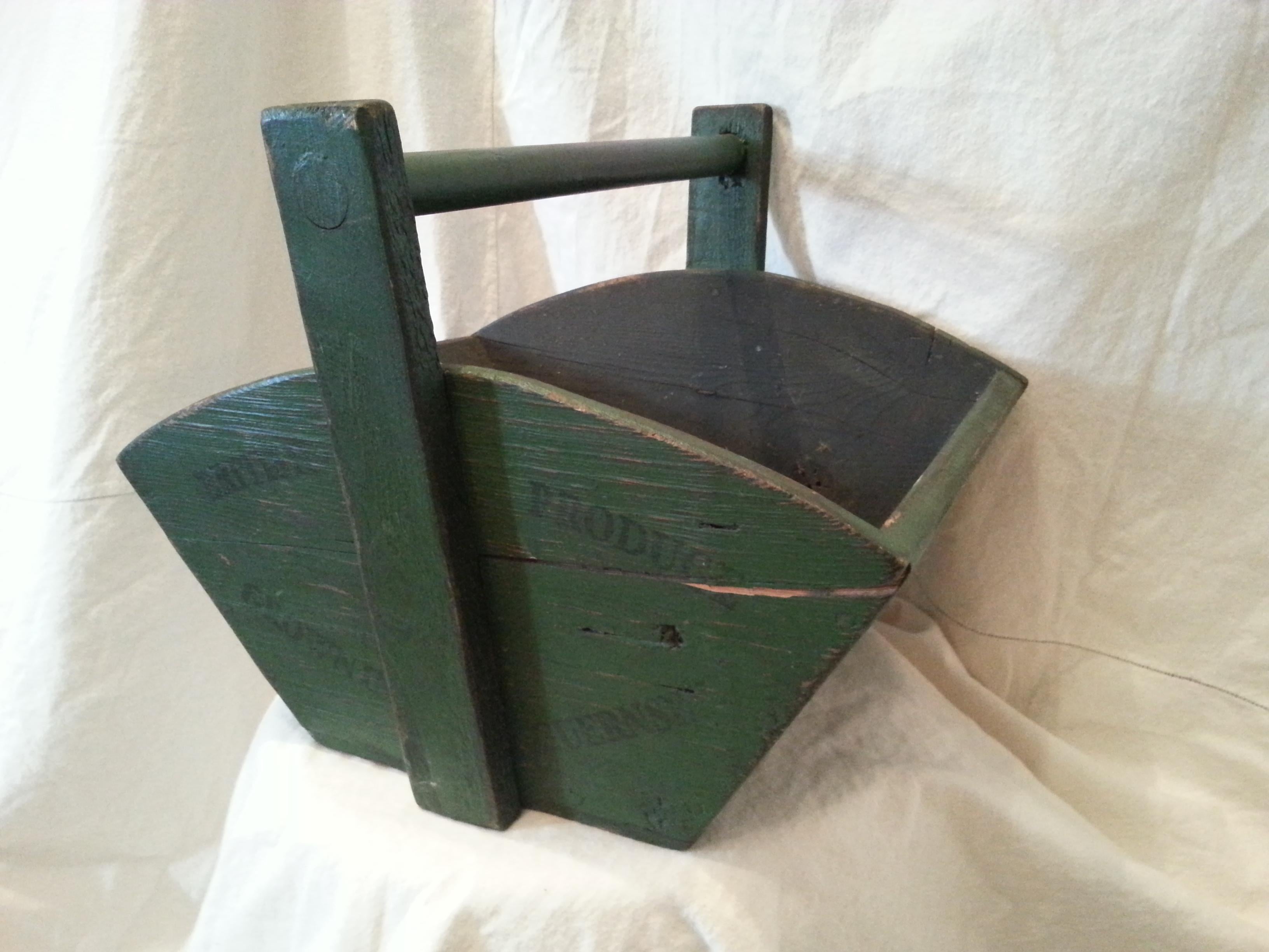 Turn of the Century Green Wooden Garden Trug For Sale
