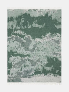 Green Wool and Cashmere Throw Made in Italy – Jacquard Marble Effect