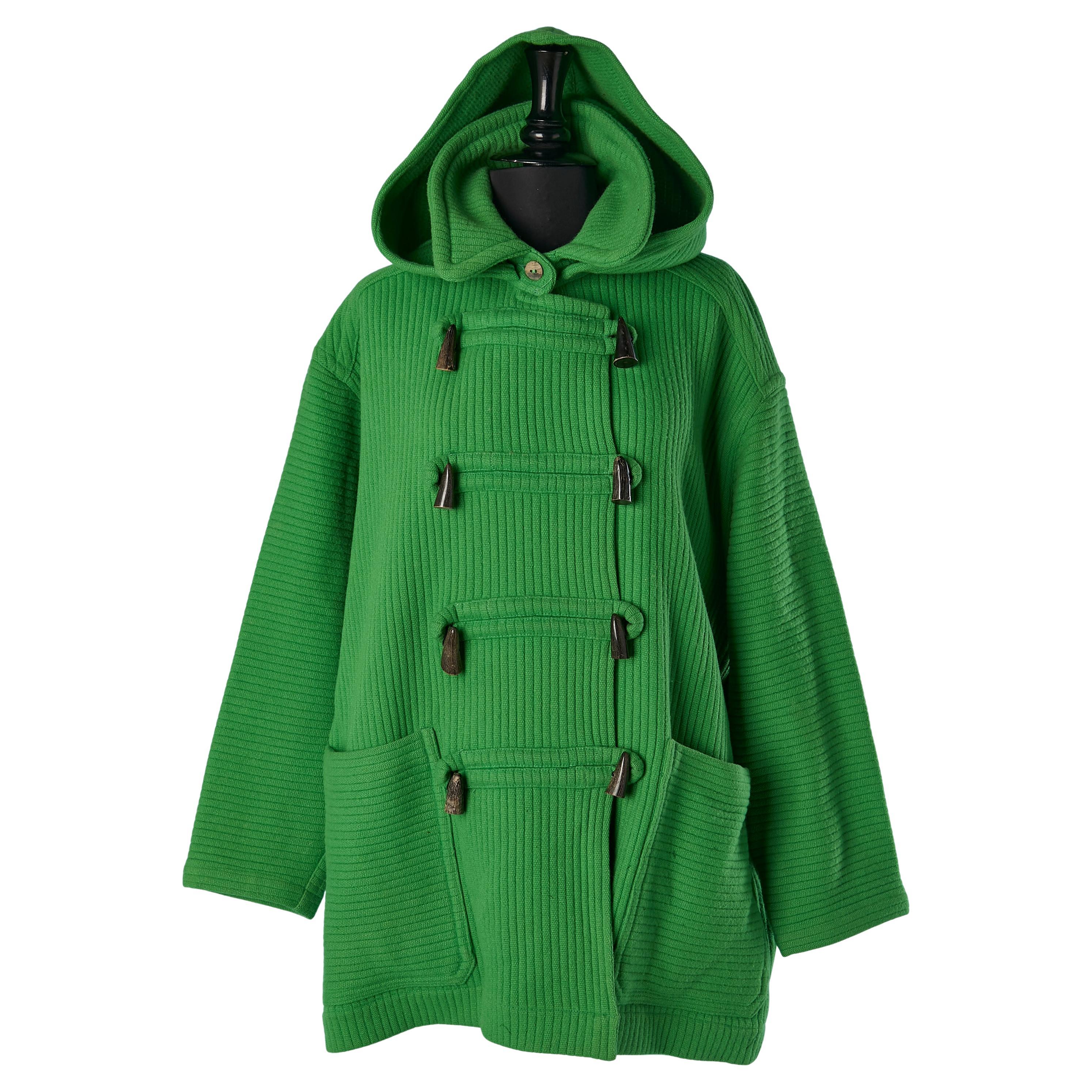 Montgomery in lana verde con cappuccio CHANTAL THOMASS