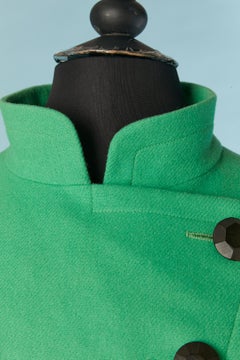 Green wool jacket with leather belt Yves Saint Laurent Rive Gauche