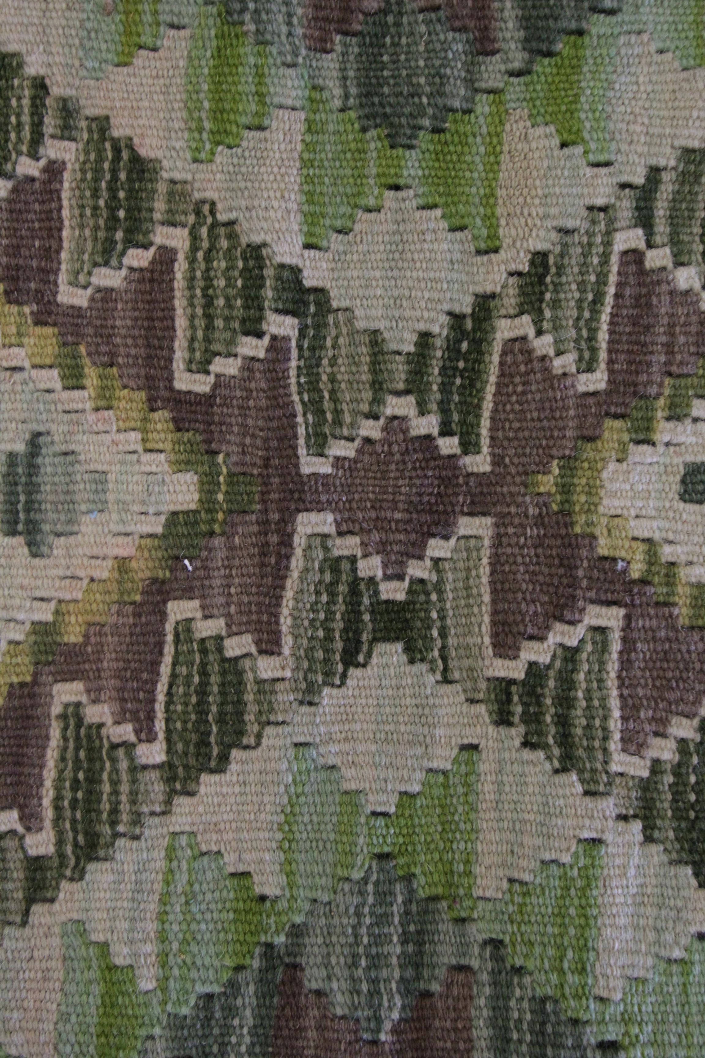 Contemporary Green Wool Kilim Rugs, Traditional Carpet Kelim Geometric Nordic Rugs