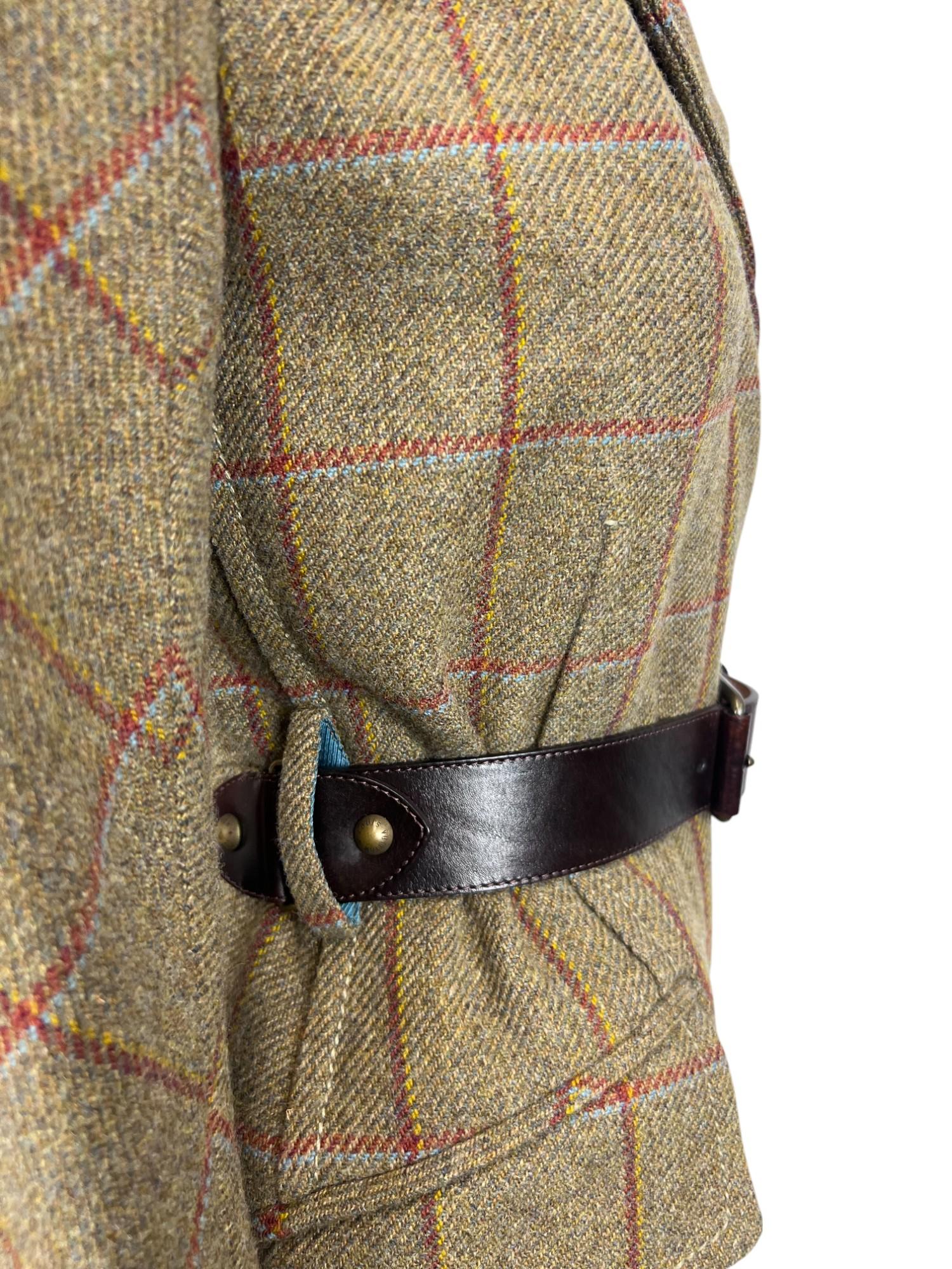 Green Wool Plaid Tailored Coat Sz: FR 36 For Sale 6
