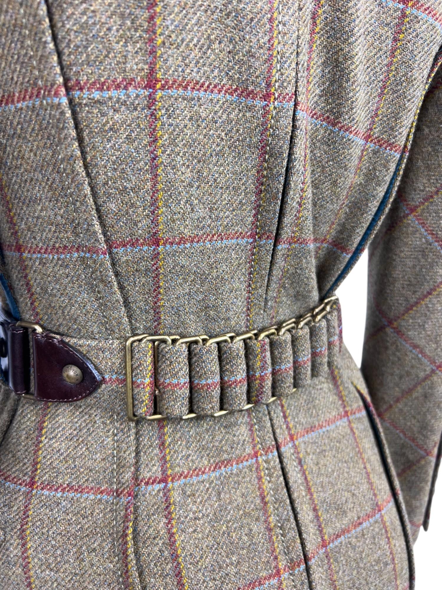 Green Wool Plaid Tailored Coat Sz: FR 36 For Sale 7