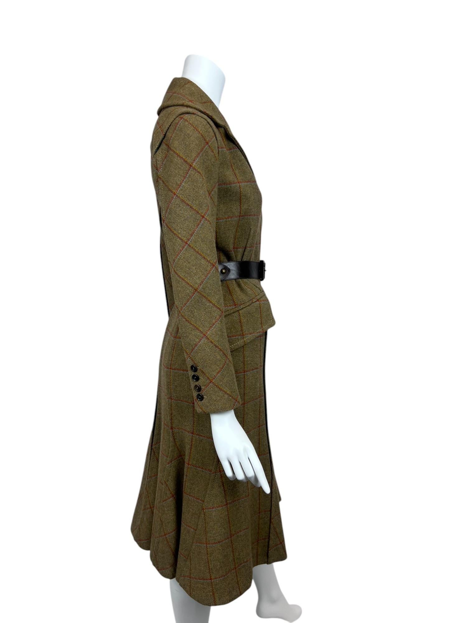 Green Wool Plaid Tailored Coat Sz: FR 36 For Sale 1