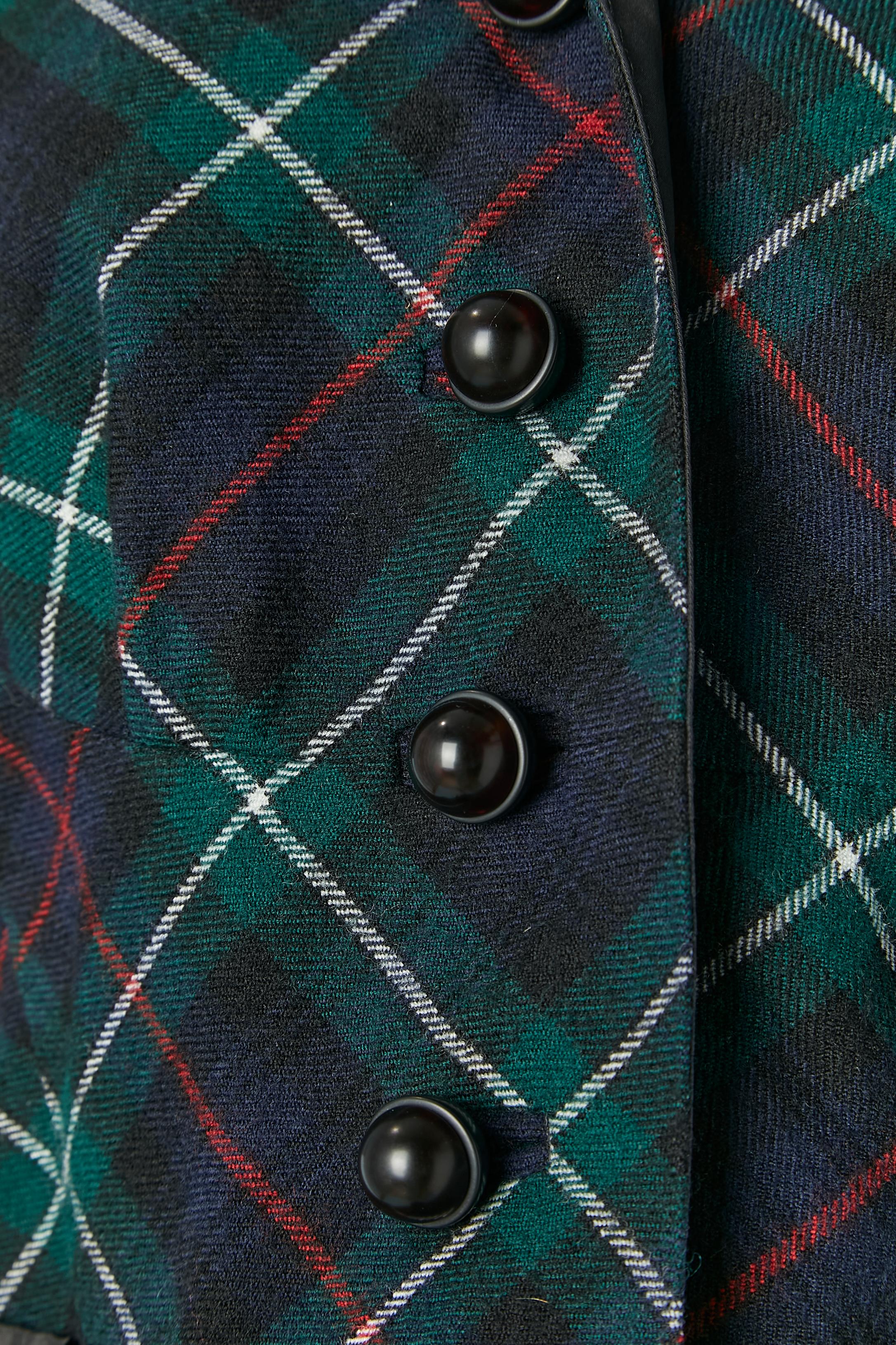 Black Green wool Tartan single breasted jacket with taffetas collar Louis Vuitton For Sale